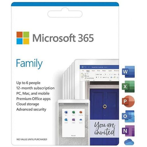 Microsoft 365 Family 1-Year (Retail Box) | 6GQ-01554 | JW Computers