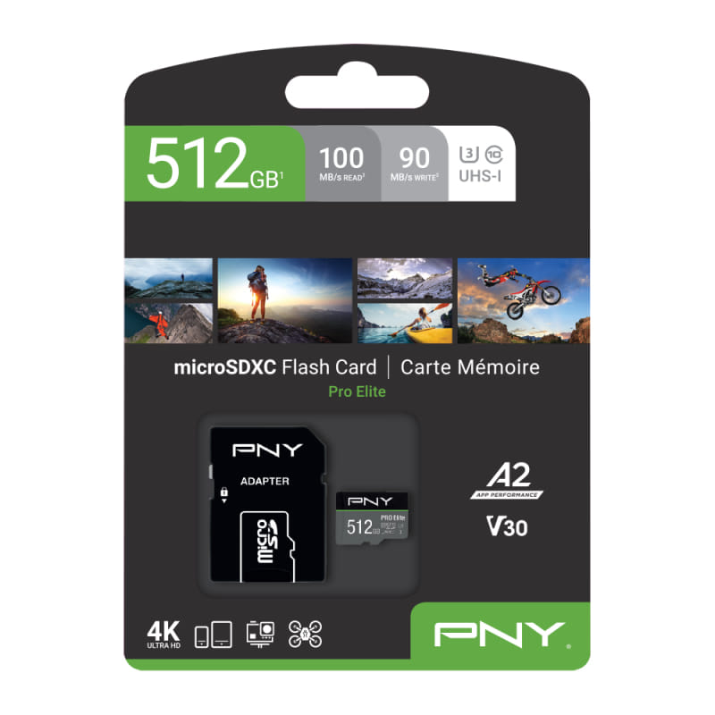 PNY 512GB PRO Elite U3 V30 microSDXC Memory Card