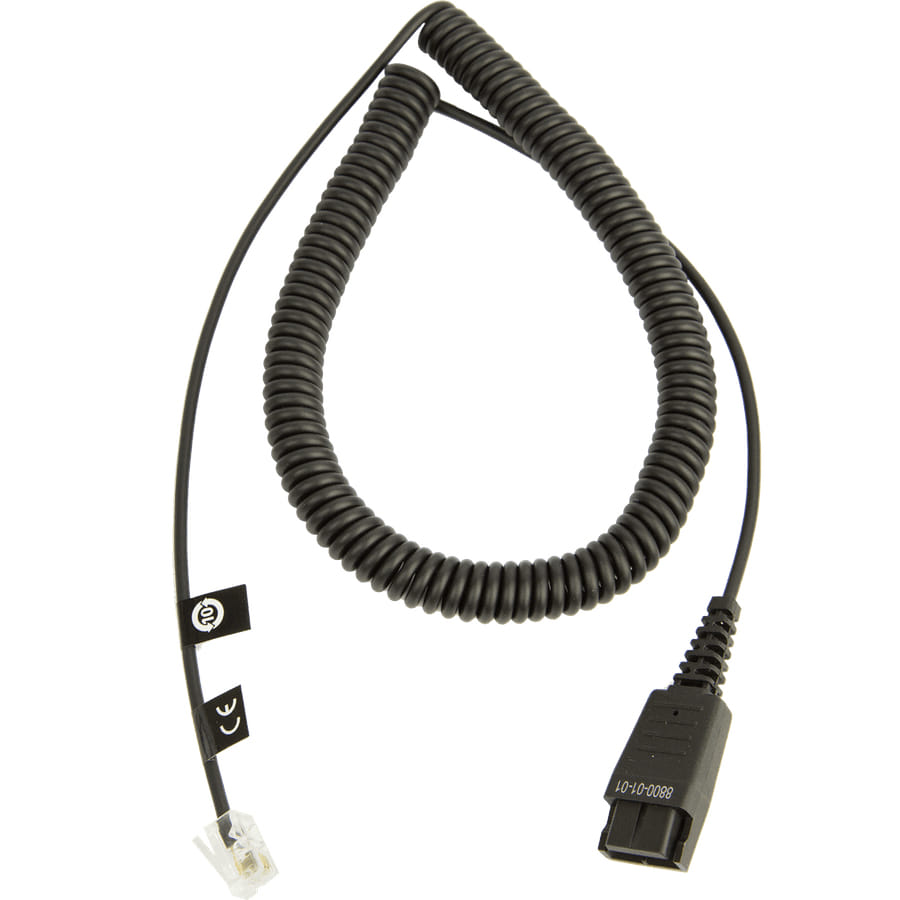 Jabra QD to RJ Coiled Bottom Cord - 2m