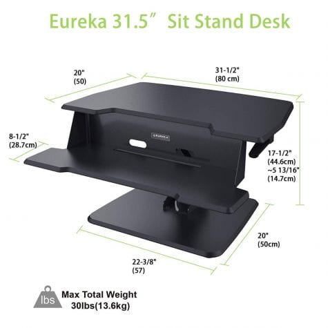 ONEX Eureka Sit-Stand Desktop 31-1/2" Single-Black