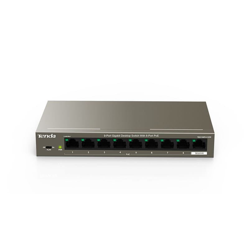 Tenda 9-Port Gigabit Switch with 8-Port PoE+
