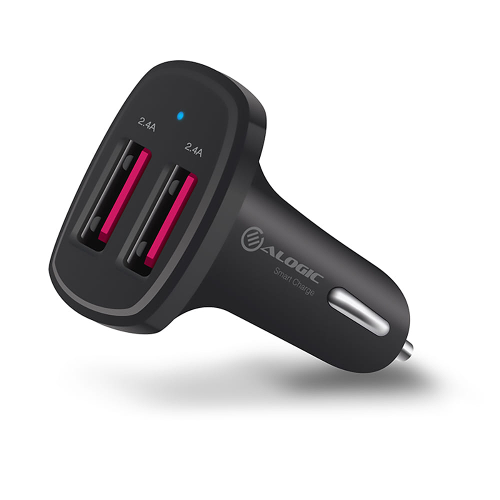 VROVA 2-Port USBA Car Charger 5V/4.8A (2.4A + 2.4A) with Smart Charge Black