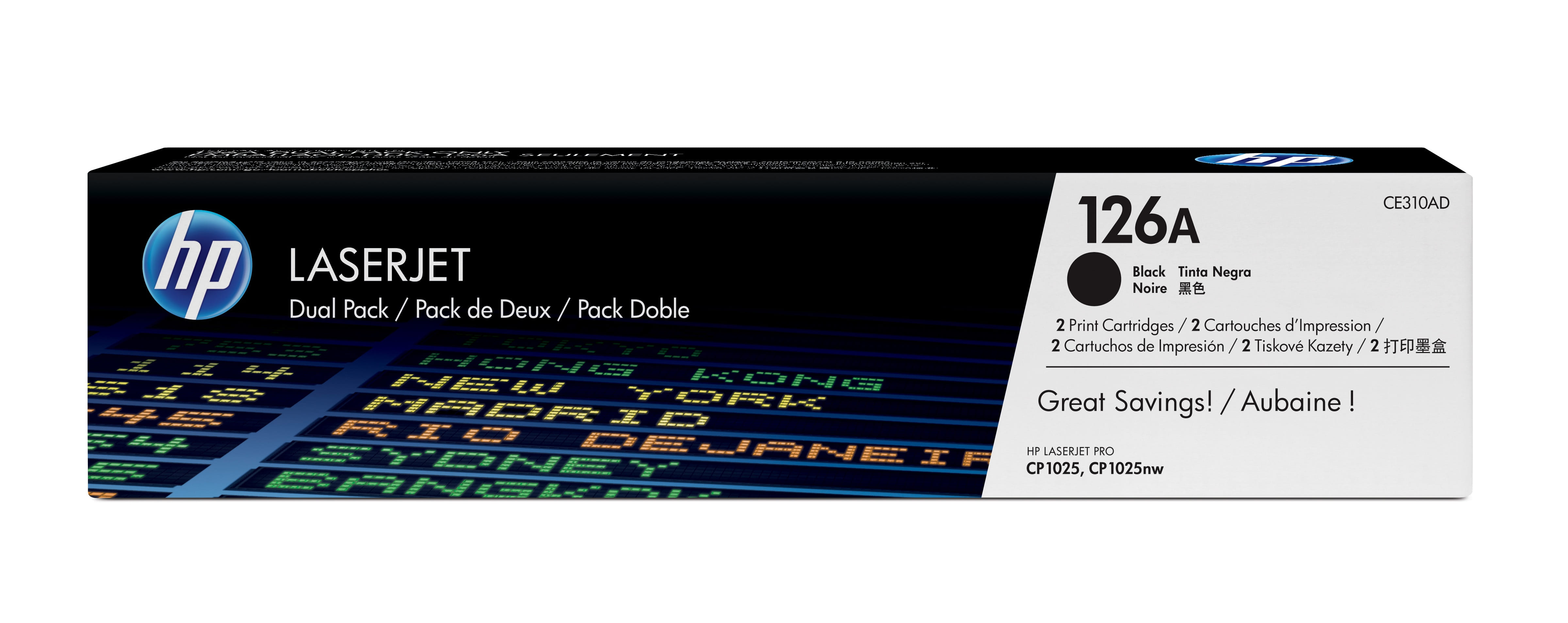 HP 126A Black Dual Pack Toner Cartridge