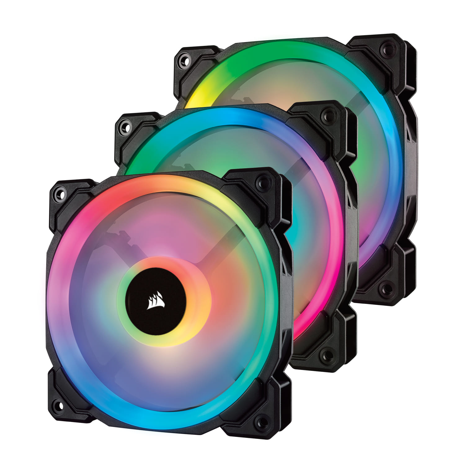 Corsair LL Series, LL120 RGB, 120mm Dual Light Loop RGB LED PWM Fan, 3 Fan Pack with Lighting Node PRO