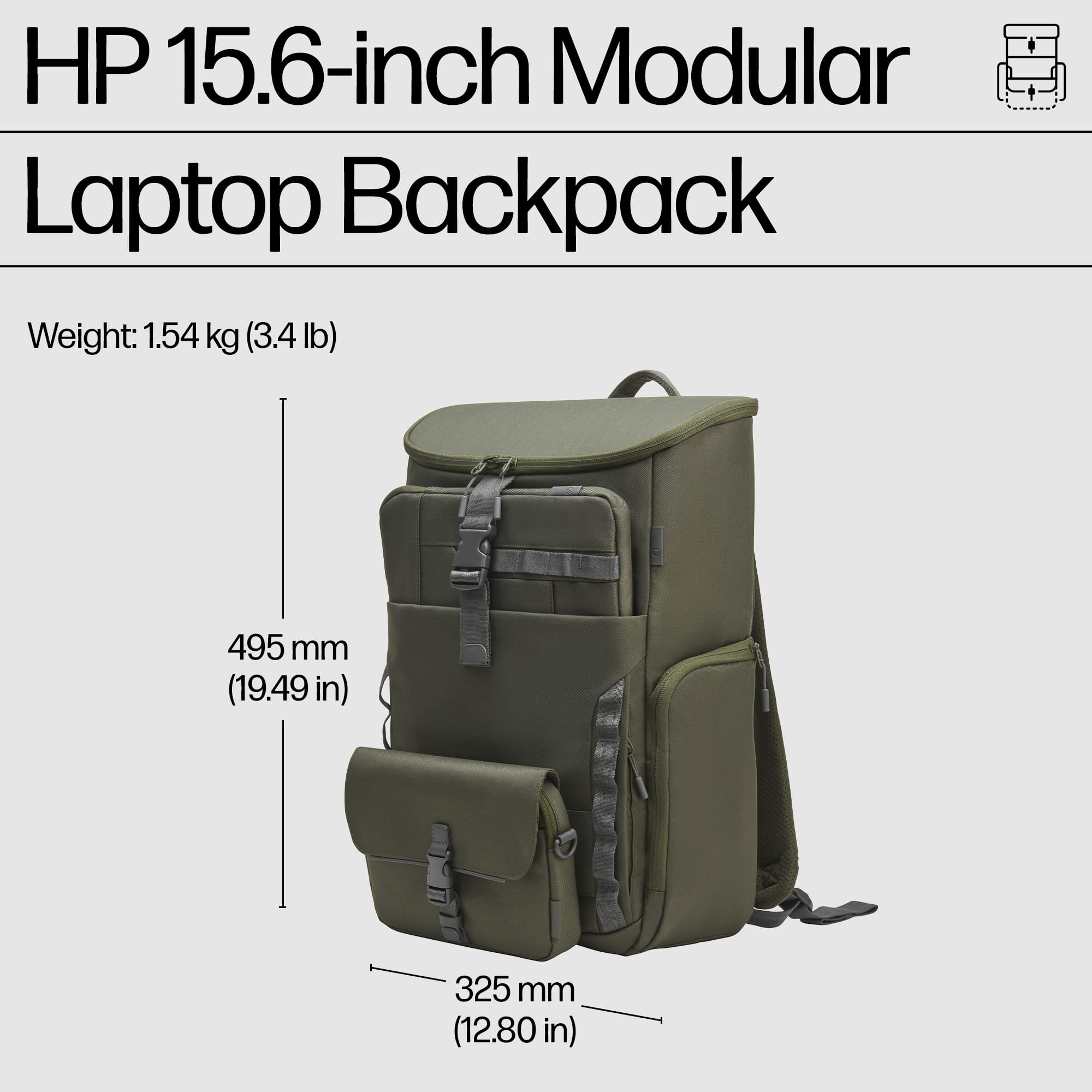 HP 15.6" Modular Laptop Backpack