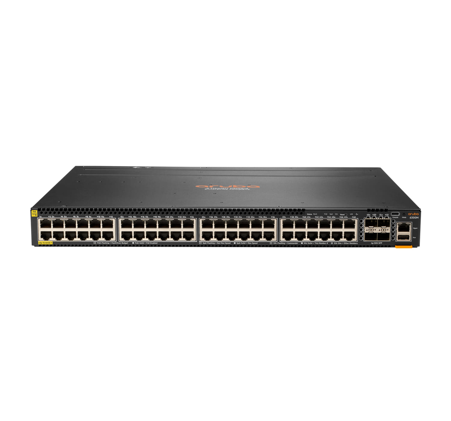 HPE Aruba CX 6300M 48-Port 1GbE Class 4 PoE and 4-Port SFP56 Switch