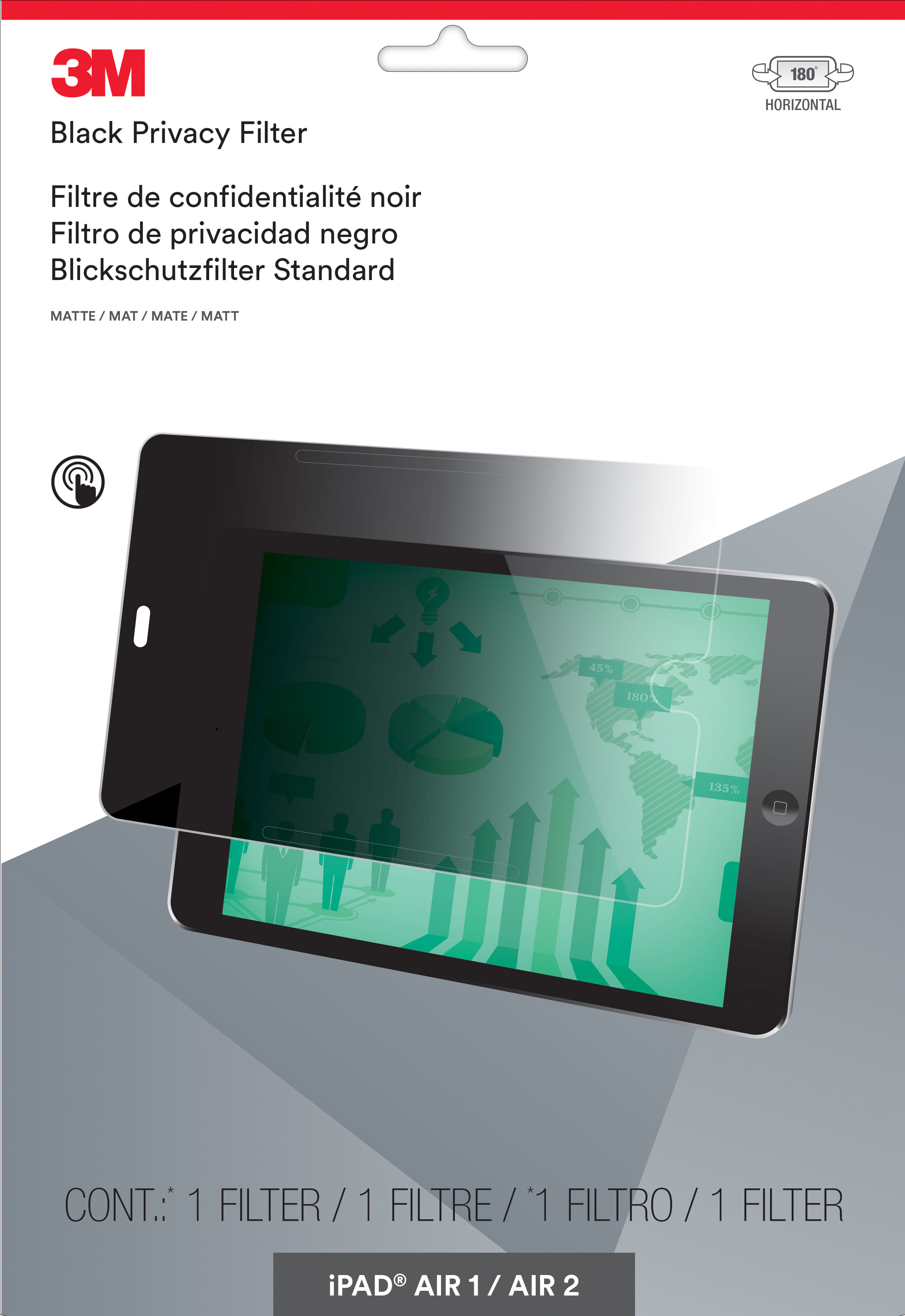 3M PFTAP002 Frameless Display Privacy Filter 9.7"