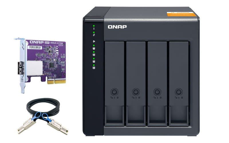 QNAP TL-D400S storage drive enclosure 2.5/3.5" HDD/SSD enclosure Black, Gray