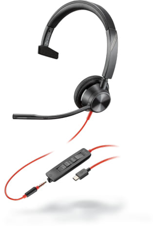 Poly Blackwire 3315 Headset Head-band 3.5 mm Connector USB Type-C Black, Red