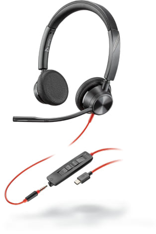 Poly Blackwire 3325 Headset Head-band 3.5 mm Connector USB Type-A Black, Red