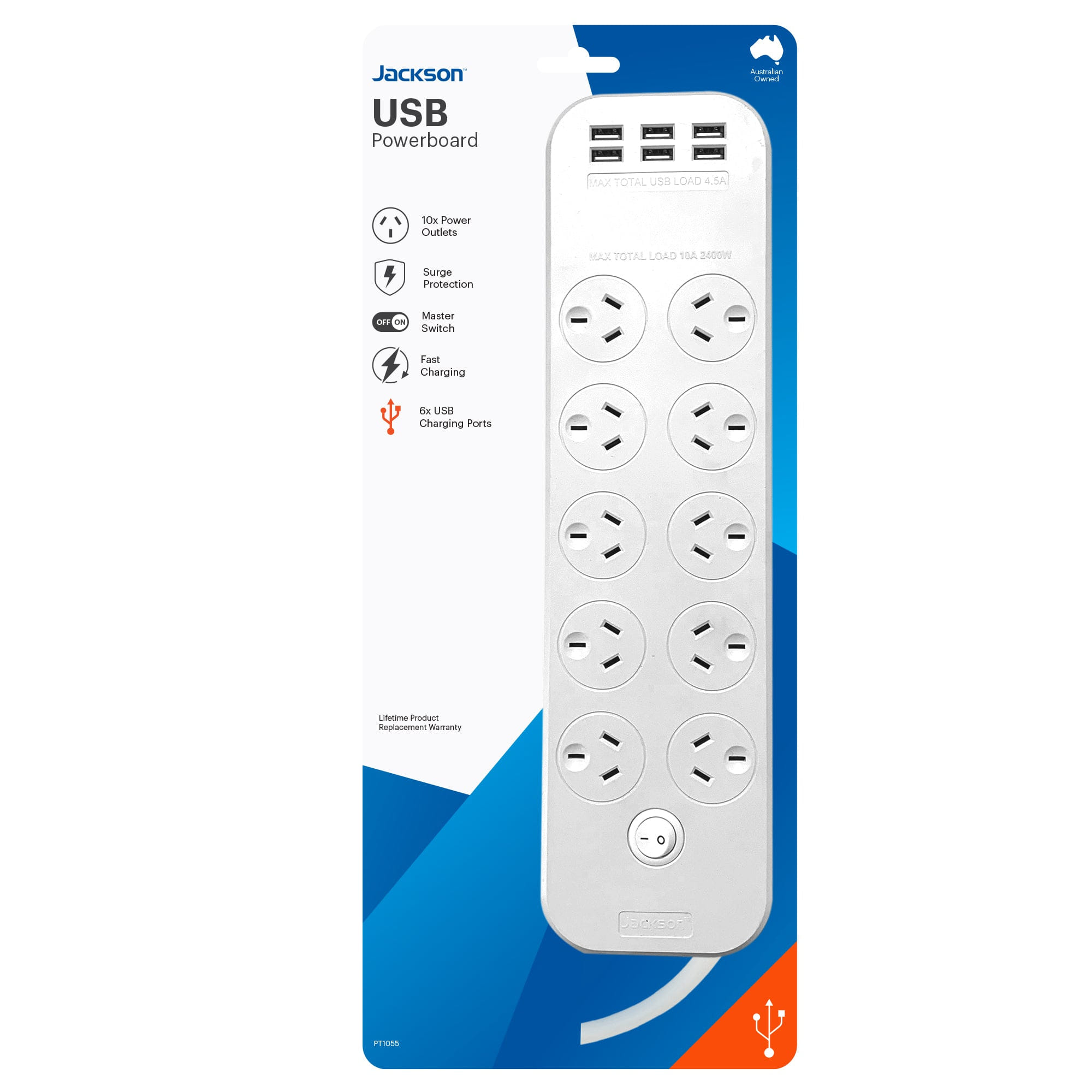 Jackson 10-Outlet Surge Protected Powerboard