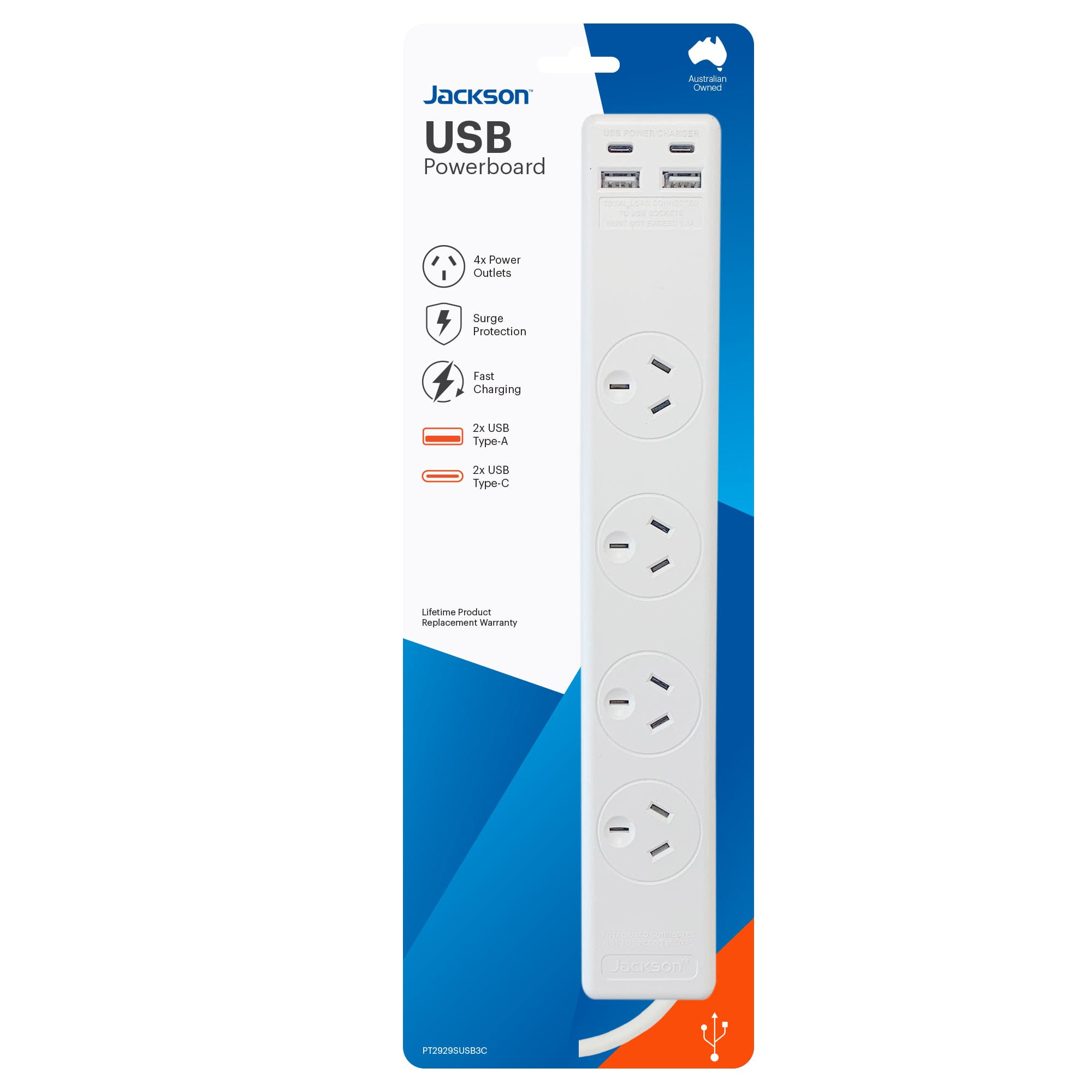 Jackson 4-Outlet Surge Protected Powerboard With 4 MultiUSB