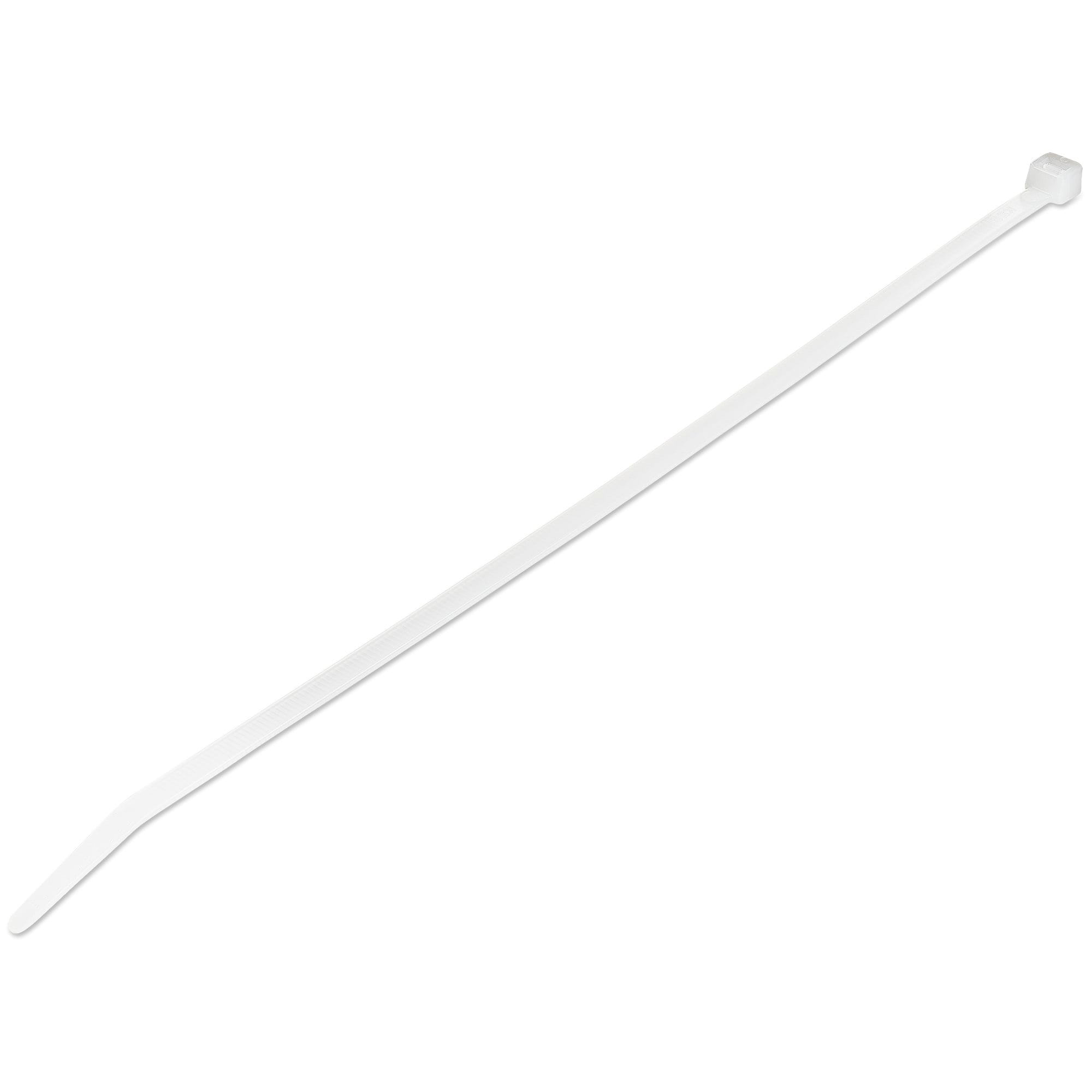 StarTech 100 Pack 10" Cable Ties - White Extra Large Nylon/Plastic Zip Tie AdjusTable Electrical/Network Wraps/-40 to +85C Temp/94V-2 Fire & UL Rated TAA
