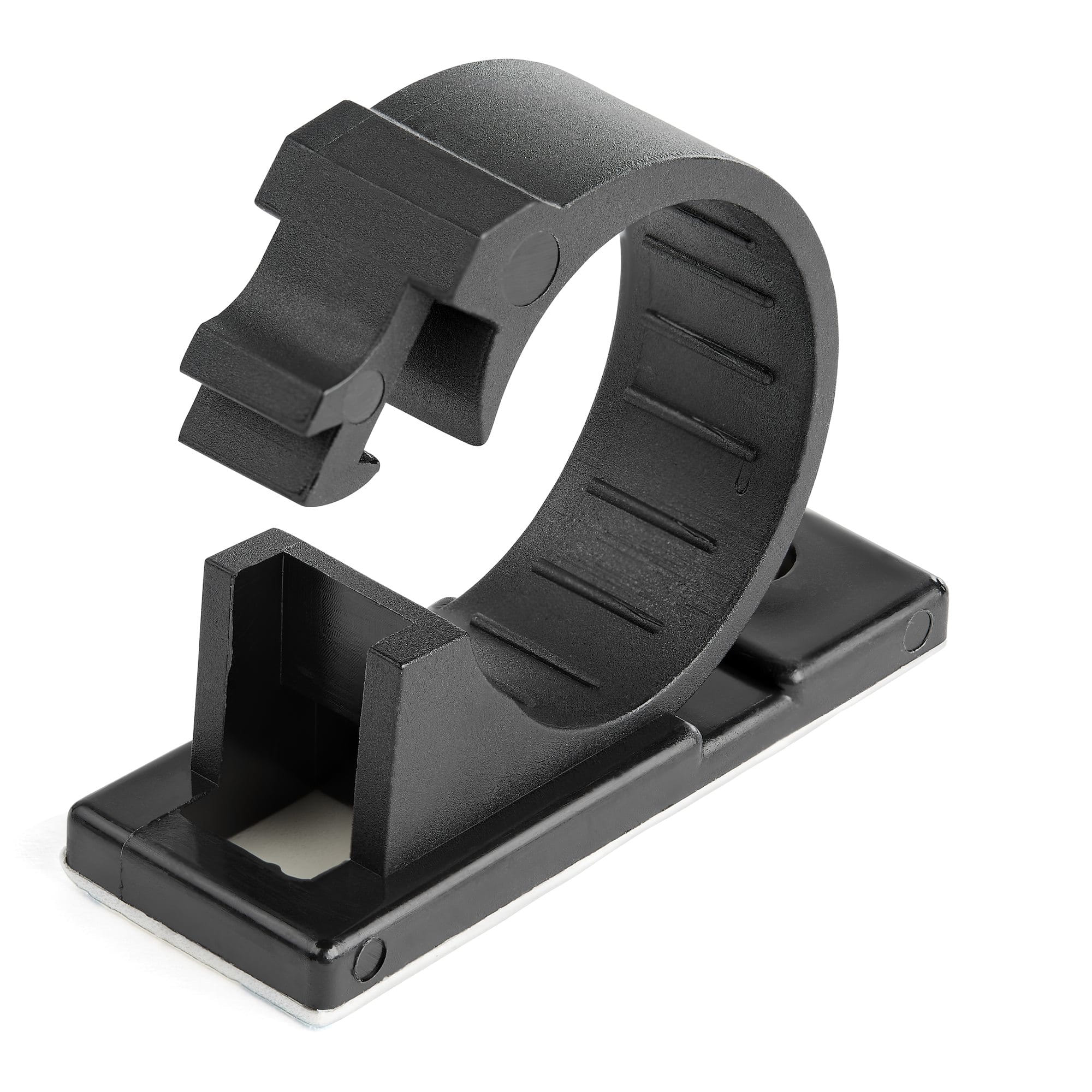 StarTech 100 Adhesive Cable Management Clips Black - Network/Ethernet/Office Desk/Computer Cord Organizer Sticky Cable/Wire Holders Nylon Self CLamp UL/94V-2 Fire Rated