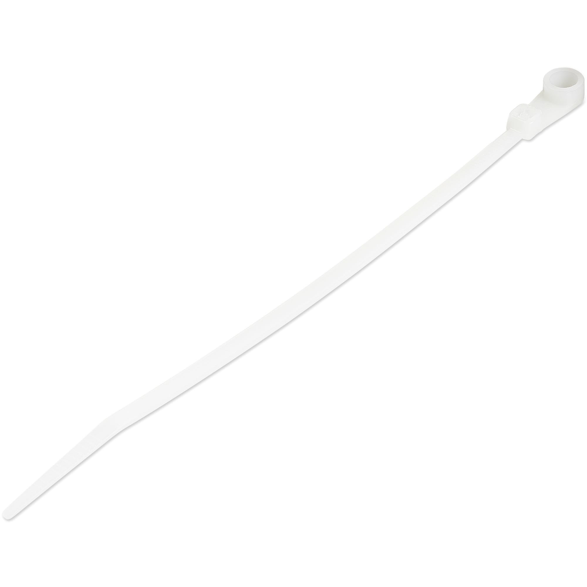 StarTech 6"(15cm) Cable Ties with Mounting Hole - 1/8"(3mm) wide, 1-1/2"(40mm) Bundle Dia. 40lb(18kg) Tensile Strength, Nylon 66 Self Locking w/Screw Hole, UL Listed, 100 Pack