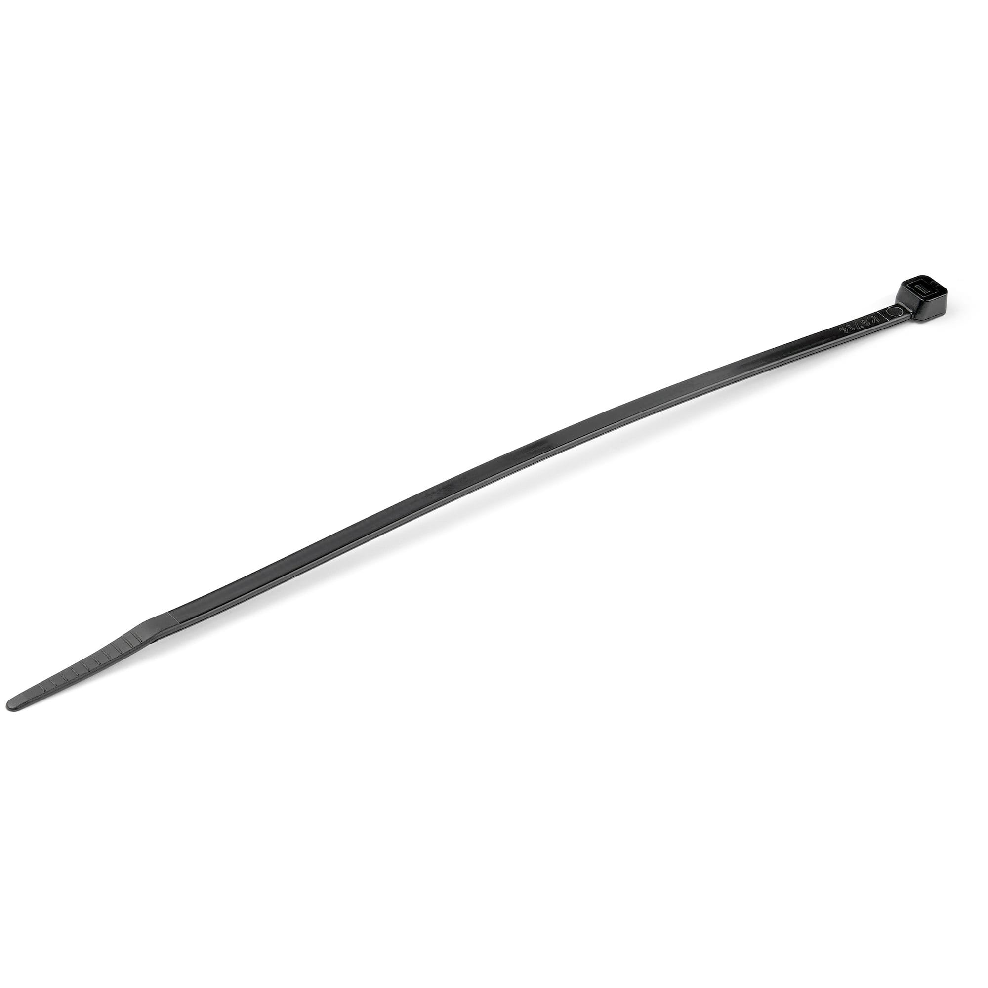 StarTech 100 Pack 8" Cable Ties - Black Large Nylon/Plastic Zip Tie AdjusTable Electrical/Network Wraps/-40 to +85C Temp/94V-2 Fire & UL Rated TAA
