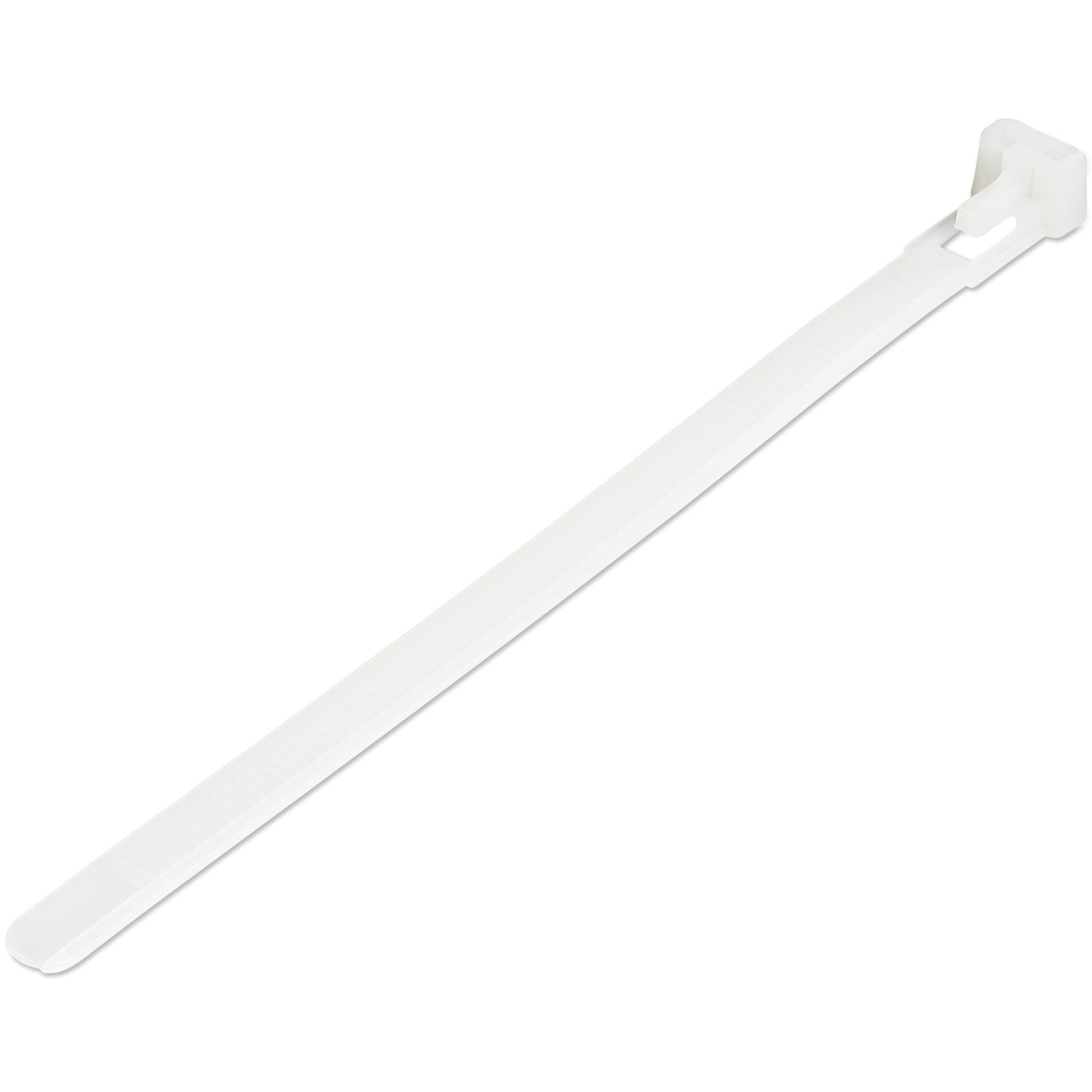 StarTech 100 Pack 6" Reusable Cable Ties - White Medium Releasable Nylon/Plastic Zip Tie Resealable AdjusTable Electrical/Network Wraps/-40 to +85C Temp/94V-2 Fire & UL Rated TAA
