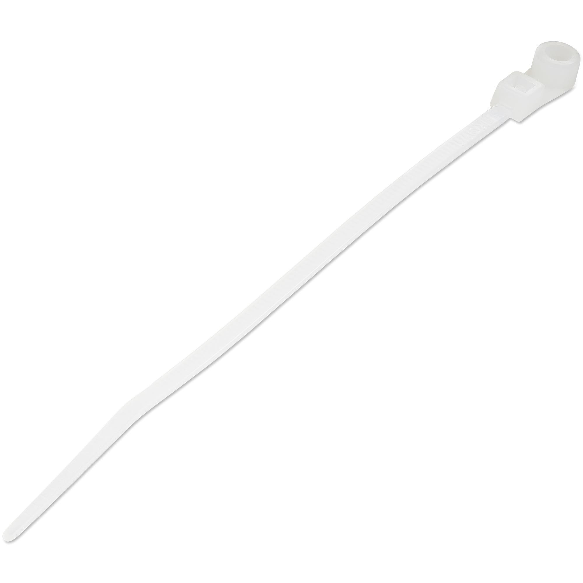 StarTech 4"(10cm) Cable Ties with Mounting Hole - 1/16"(2mm) wide, 7/8"(24mm) Bundle Dia. 18lb(8kg) Tensile Strength, Nylon 66 Self Locking w/Screw Hole, UL Listed, 100 Pack