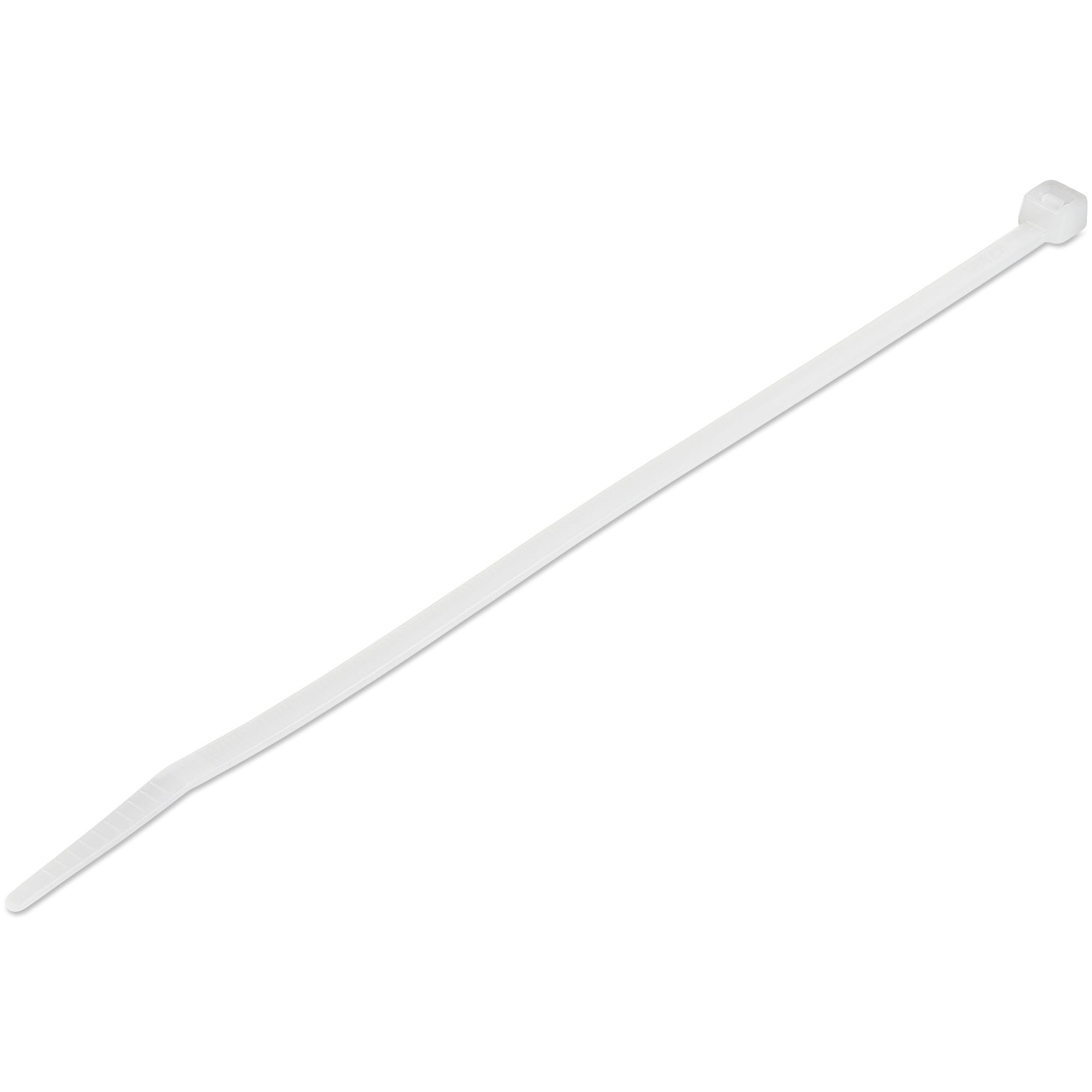 StarTech 100 Pack 8" Cable Ties - White Large Nylon/Plastic Zip Tie AdjusTable Electrical/Network Wraps/-40 to +85C Temp/94V-2 Fire & UL Rated TAA