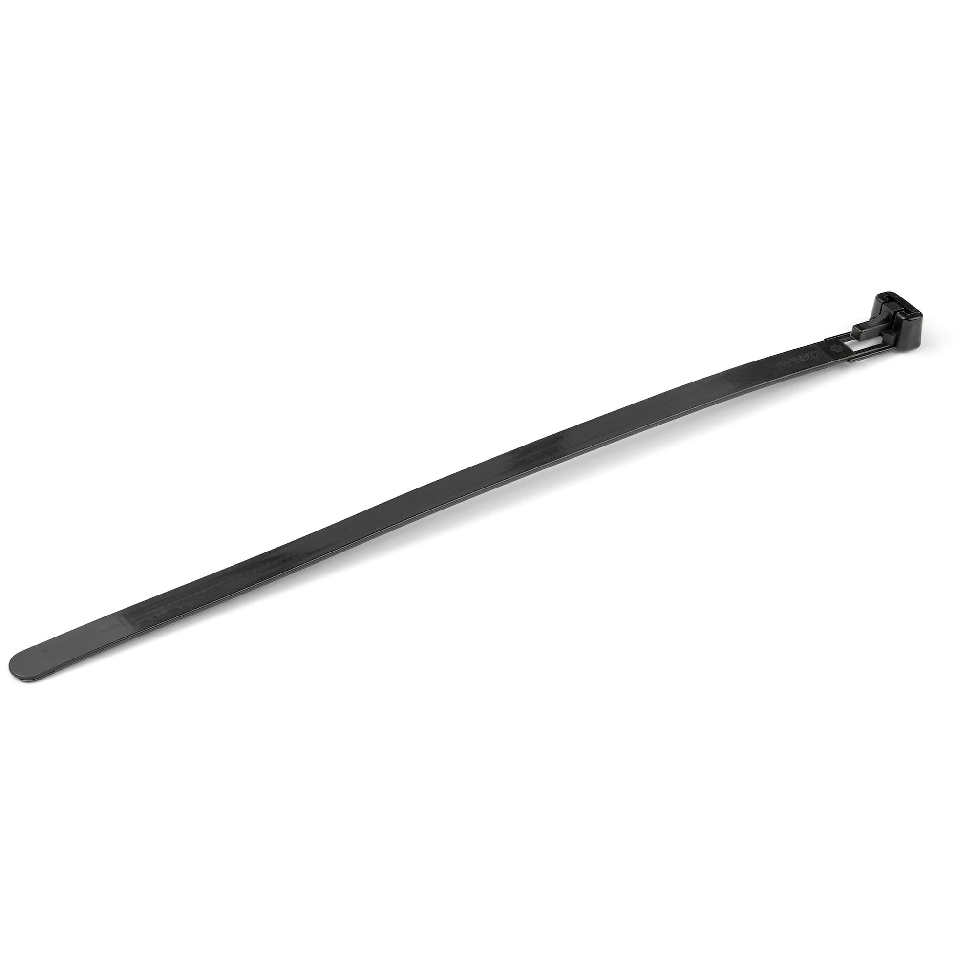 StarTech 100 Pack 8" Reusable Cable Ties - Black Large Releasable Nylon/Plastic Zip Tie Resealable AdjusTable Electrical/Network Wraps/-40 to +85C Temp/94V-2 Fire & UL Rated TAA