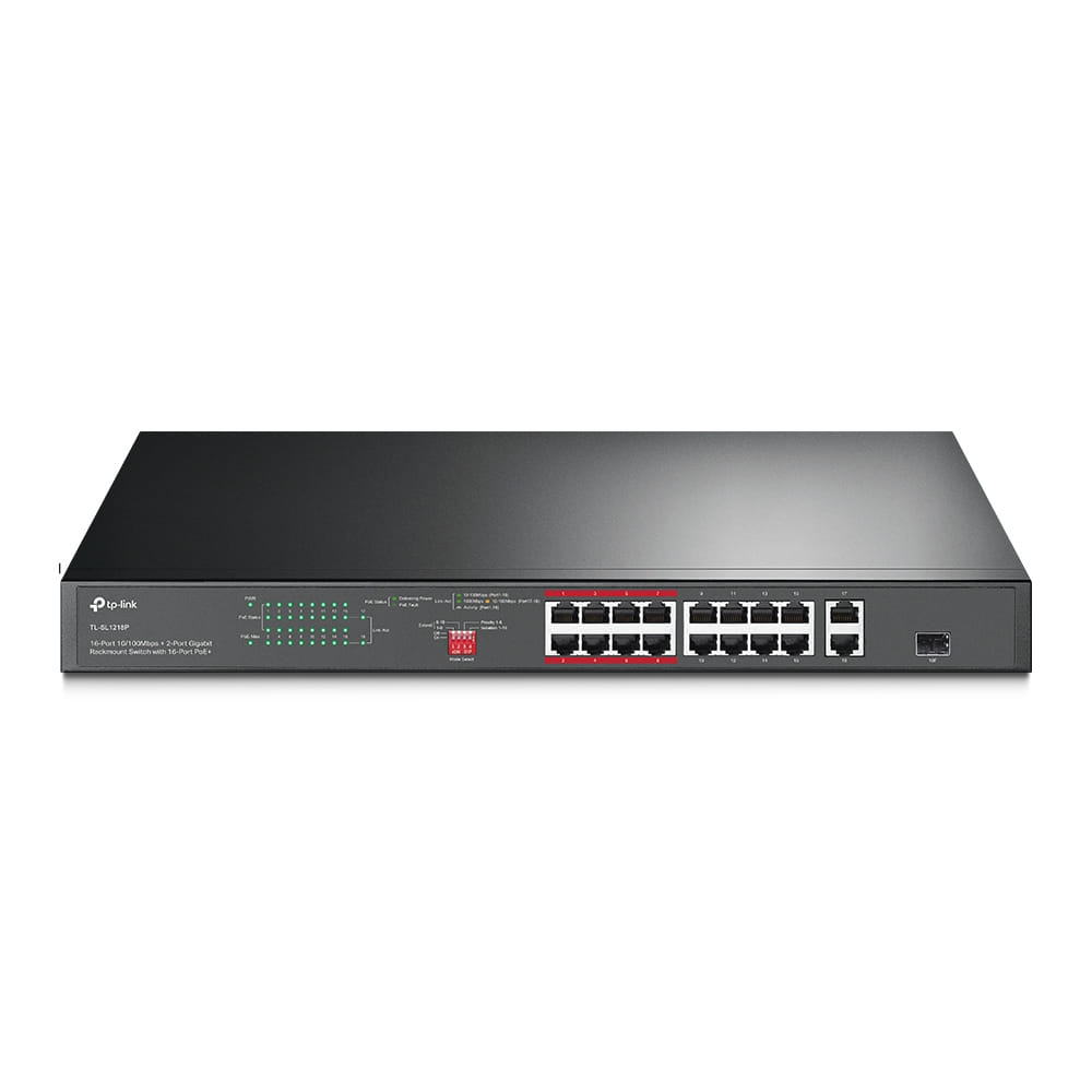 TP-LINK TL-SL1218P Network Switch Fast Ethernet (10/100) Black Power Over Ethernet (PoE)