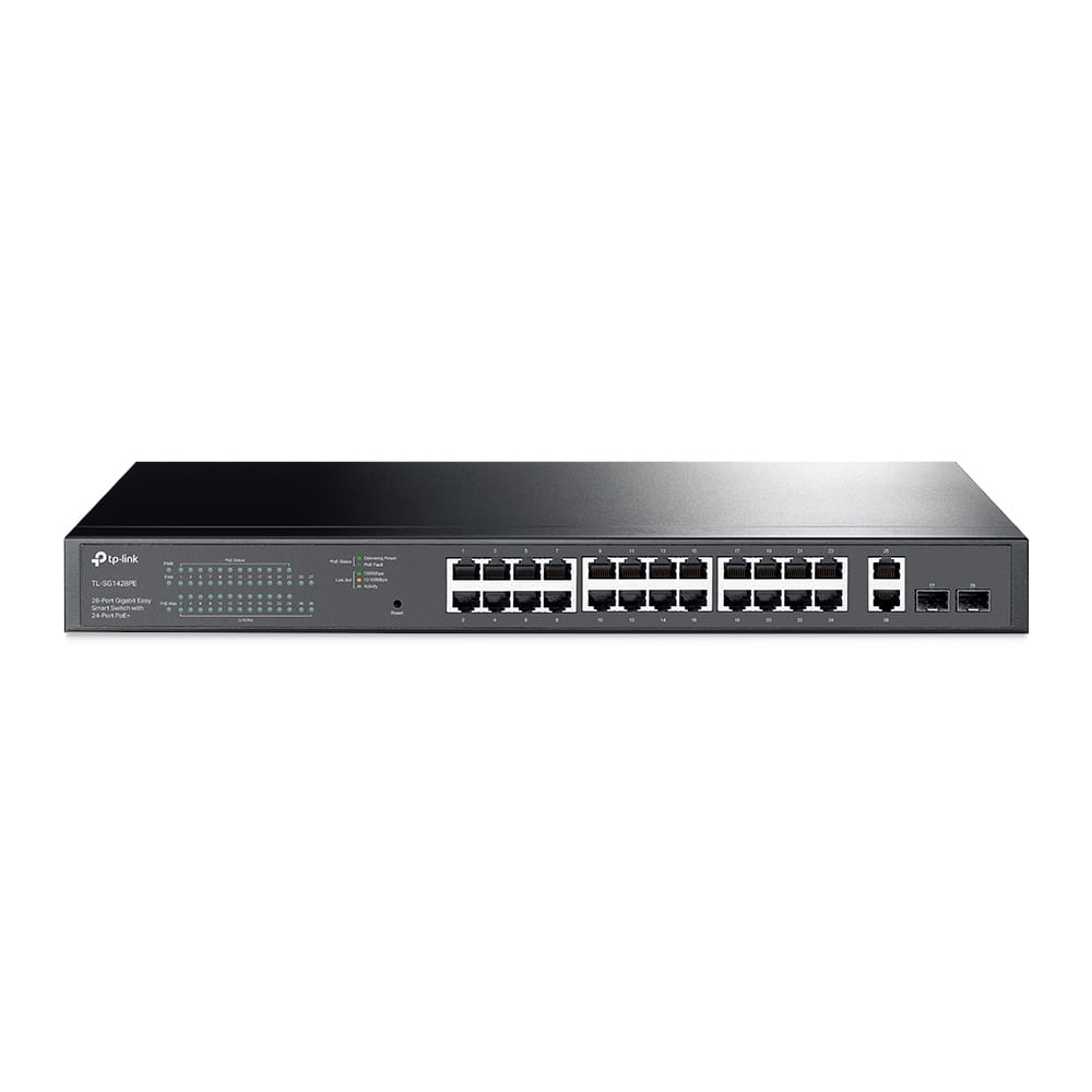 TP-Link TL-SG1428PE network switch Managed Gigabit Ethernet 10/100/1000 Black 1U Power over Ethernet PoE