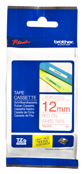 Brother TZe-232 label-making tape Red on White
