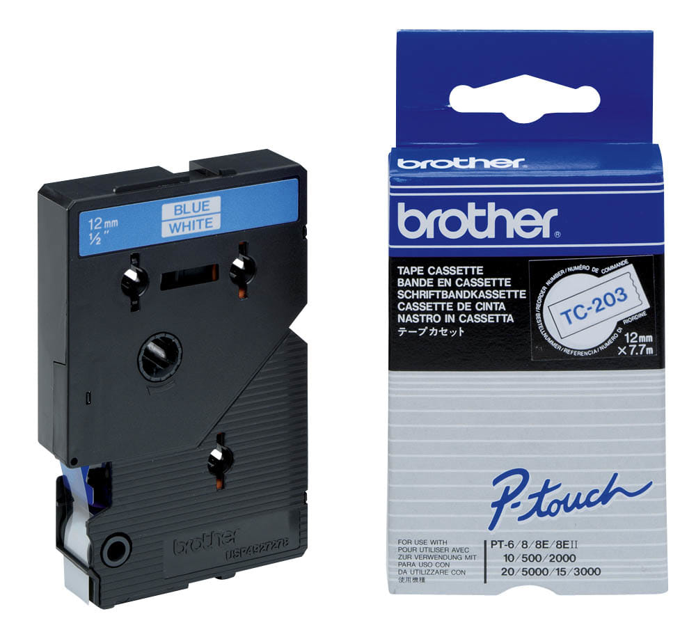 Brother Labelling Tape 12mm - Blue on White