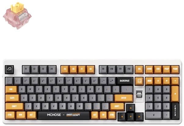 MCHOSE x Unbox Therapy UT98 Mechanical Wireless Silent Keyboard Retro Therapy Silent Peach V3 Switch