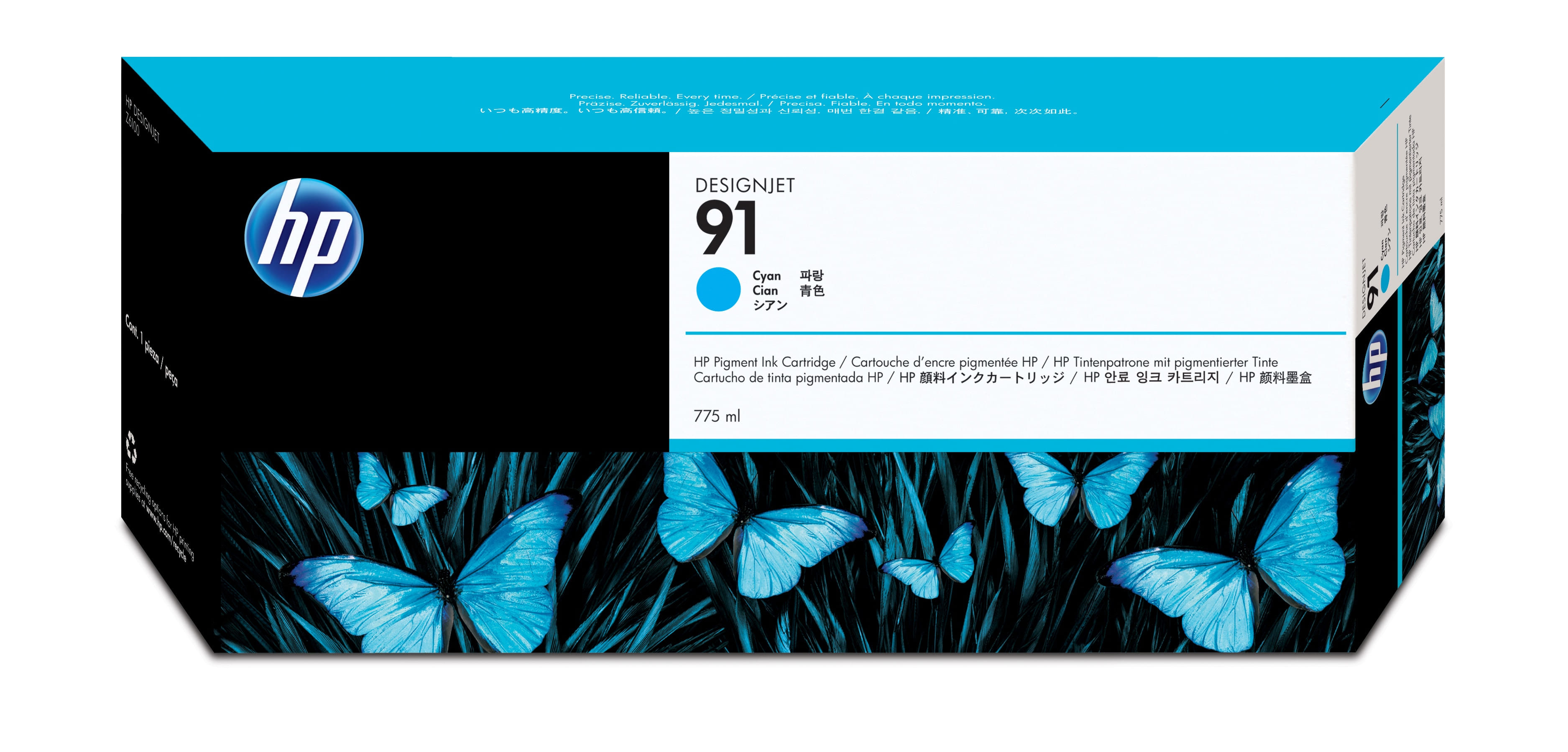HP 91 775-ml Cyan DesignJet Pigment Ink Cartridge Original