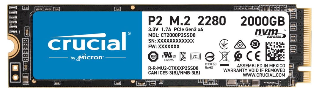 Crucial P2 2TB M.2 (2280) NVMe PCIe SSD