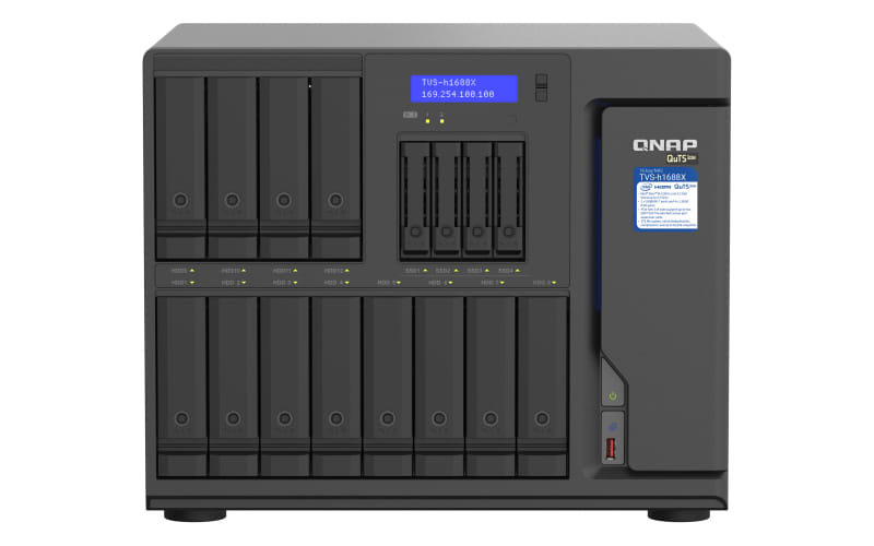 QNAP TVS-h1688X NAS Tower Ethernet LAN Black 16-Bay NAS (No Disk) 6-Core 3.3GHz 32GB