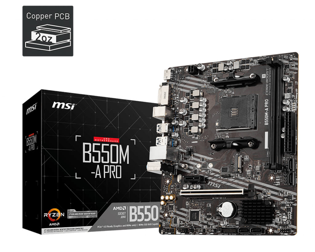 MSI Motherboard AMD B550 Socket AM4 micro ATX