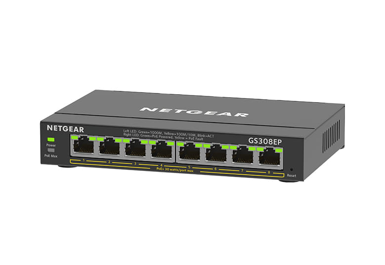 Netgear GS308EP Managed L2/L3 Gigabit Ethernet (10/100/1000) Power over Ethernet (PoE) Black