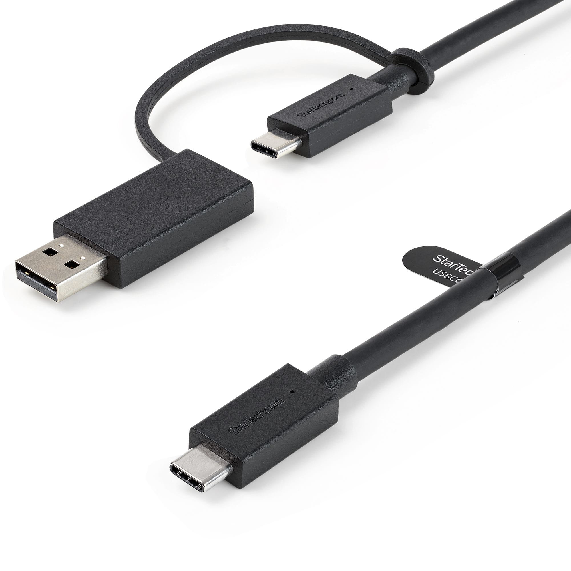 StarTech 3ft (1m) USB-C Cable with USB-A Adapter Dongle - Hybrid 2-in-1 USB-C to (10Gbps/100W PD), (5Gbps) Ideal for Docking Station