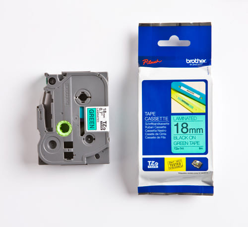 Brother TZe-741 label-making tape Black on green TZ