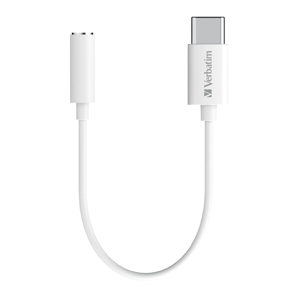 Verbatim USB-C to 3.5mm Headphone Jack 10cm White