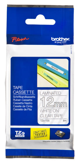 Brother 12mm White On Clear TZ Tape