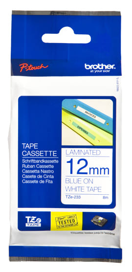 Brother 12mm Blue On White TZ Tape
