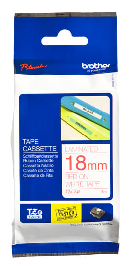 Brother TZe-242 label-making tape Red on White