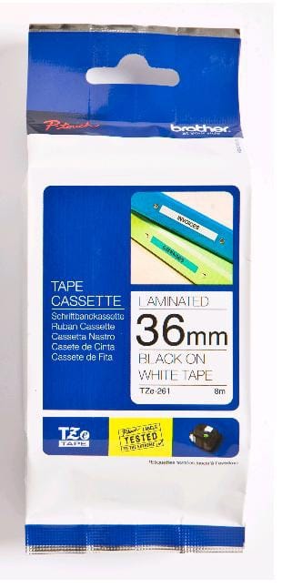 Brother TZe-261 label-making tape Black on White