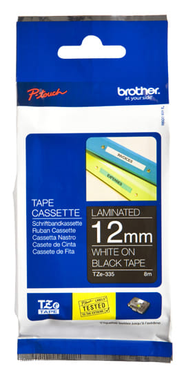 Brother 12mm White on Black TZE Tape