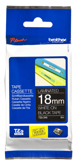 Brother 18mm White on Black TZE Tape
