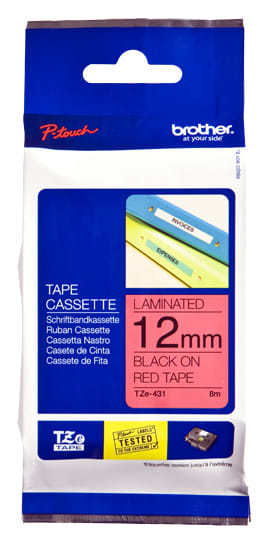 Brother TZe-431 label-making tape Black on Red