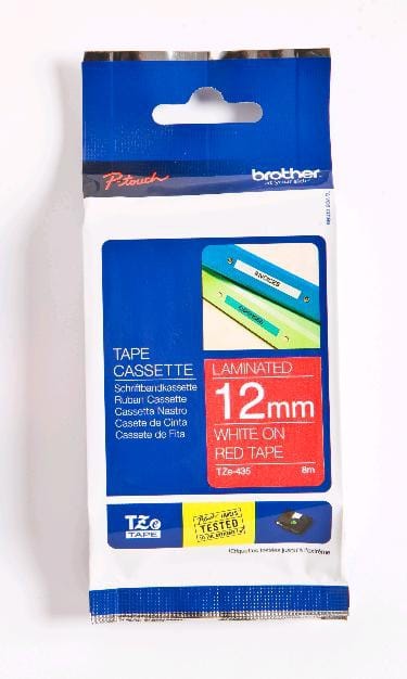 Brother TZe-435 Label-Making Tape White on red