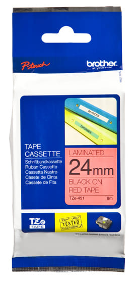 Brother 24mm Black on Red TZE Tape