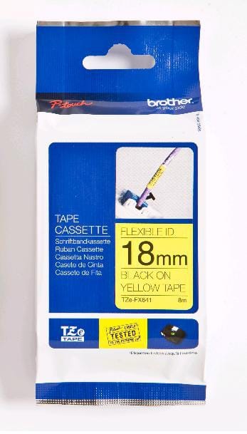 Brother 18mm Black On Yellow Flexible TZ Tape