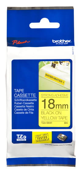 Brother TZe-S641 Label-Making Tape Black on yellow