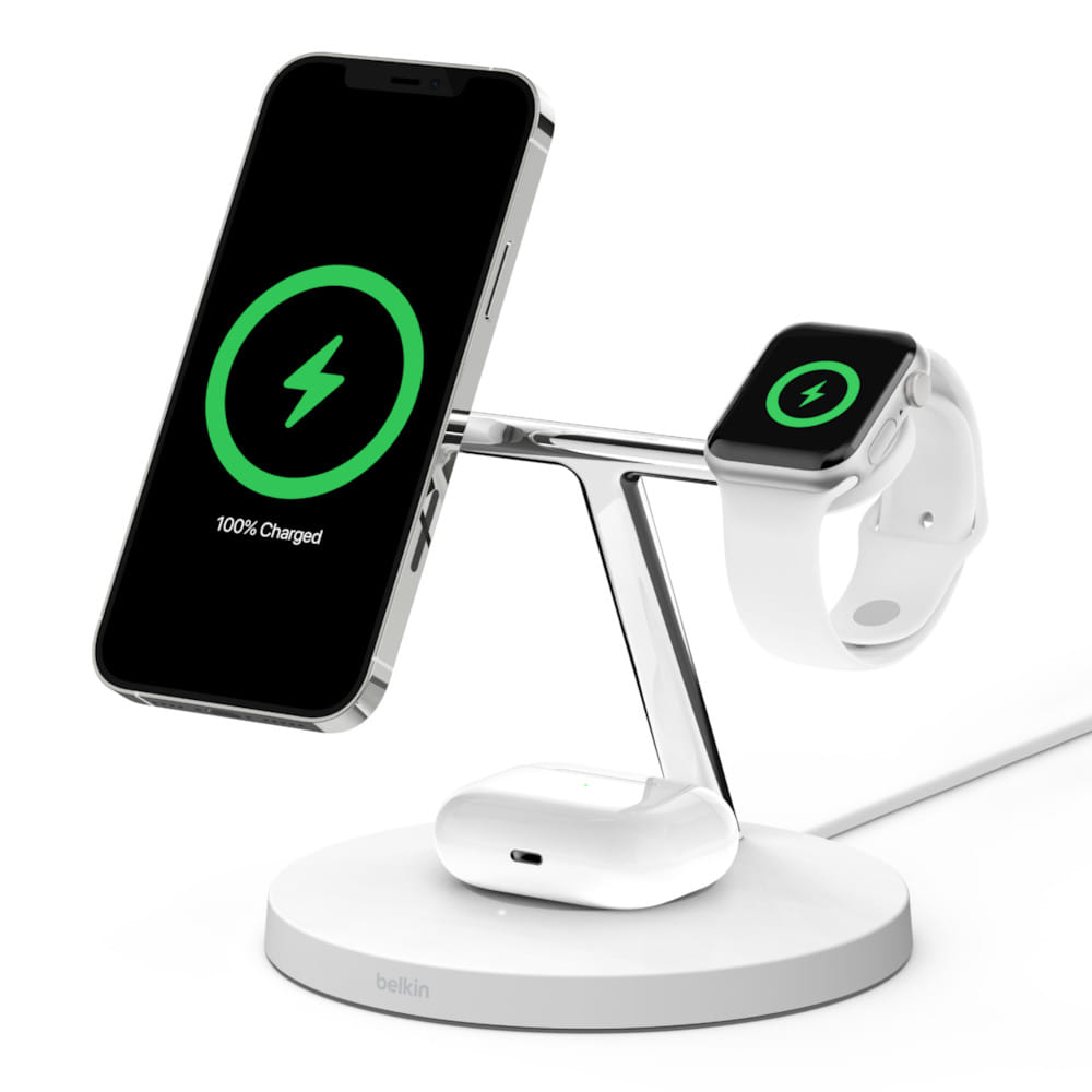 Belkin 3-IN-1 Wireless Charger With MagSafe White