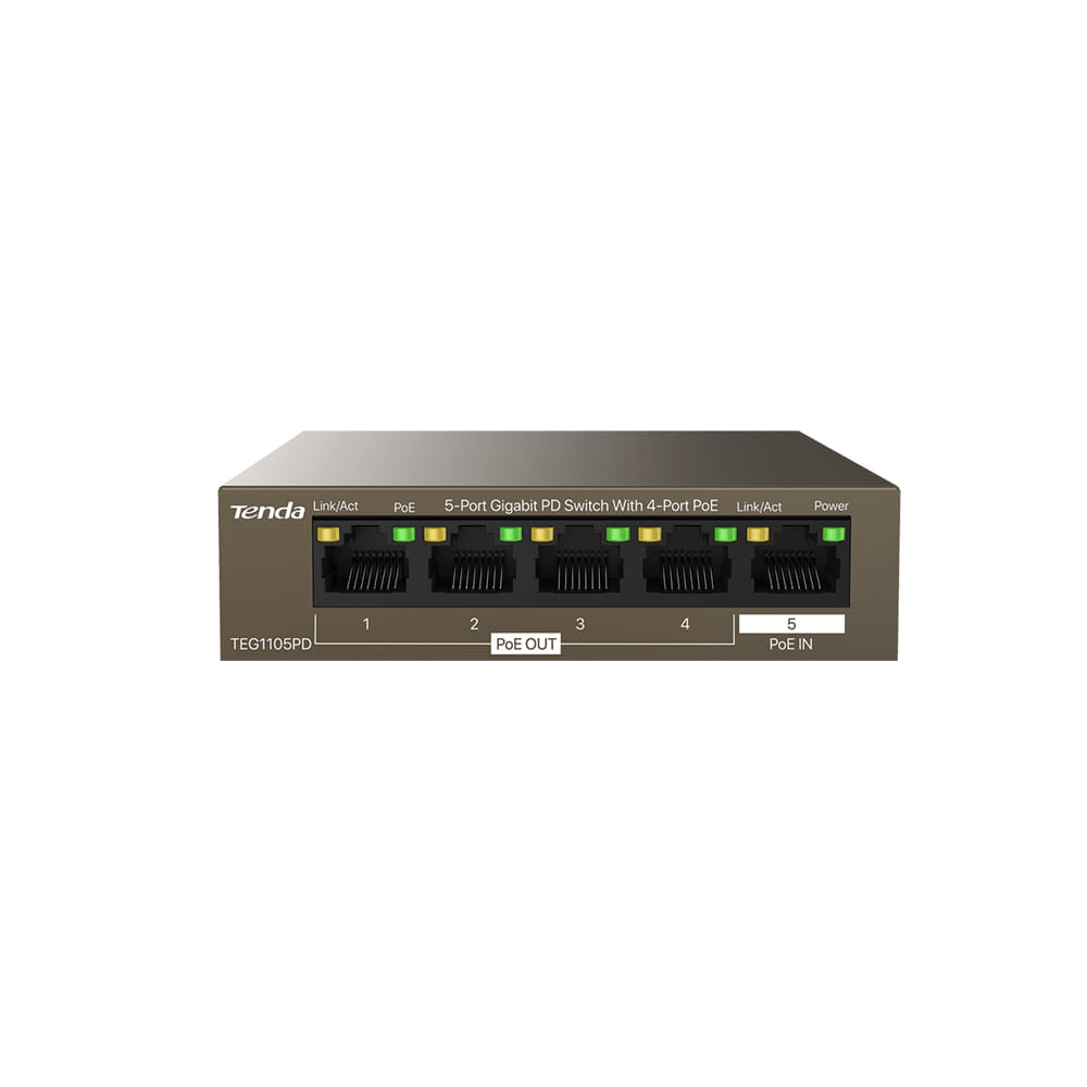 Tenda 5-Port Network Switch Gigabit PD With 4-Port PoE+